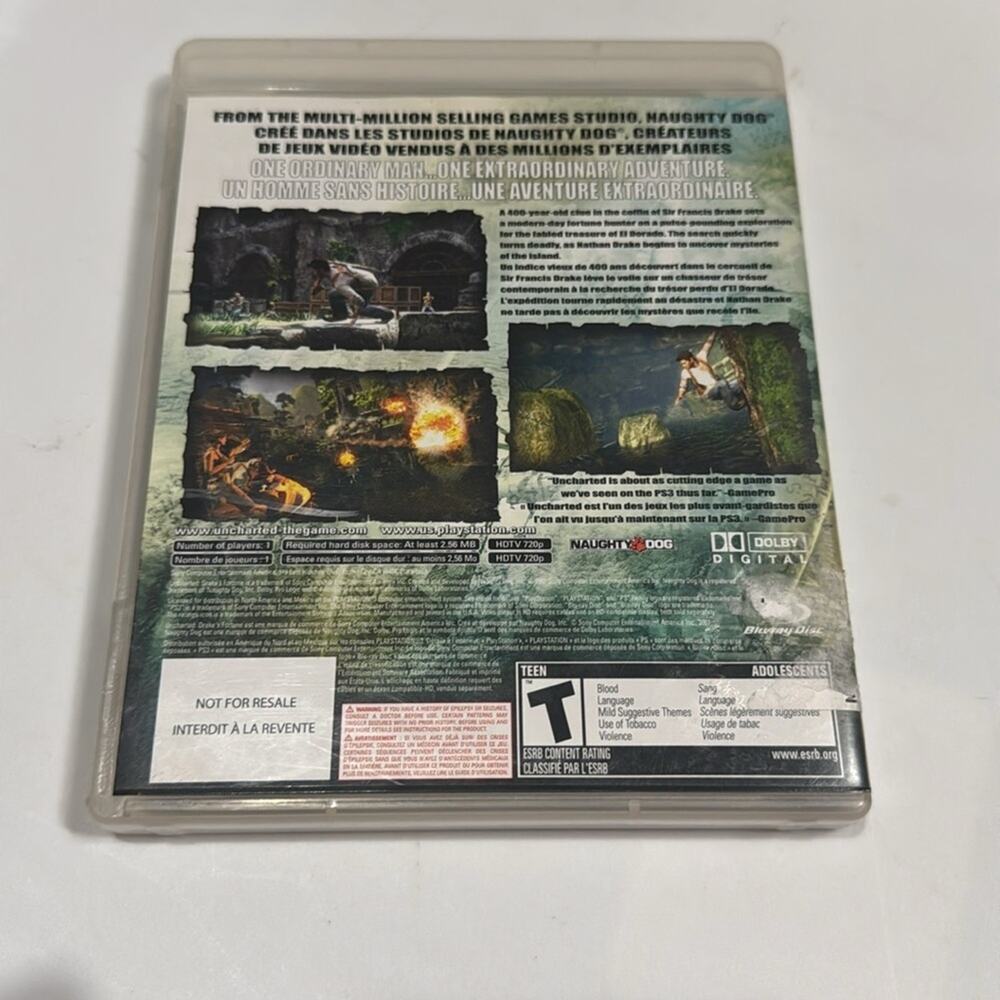 Uncharted Drake's Fortune Not For Resale PS3 Sony PlayStation 3 USED - Picture 2 of 4